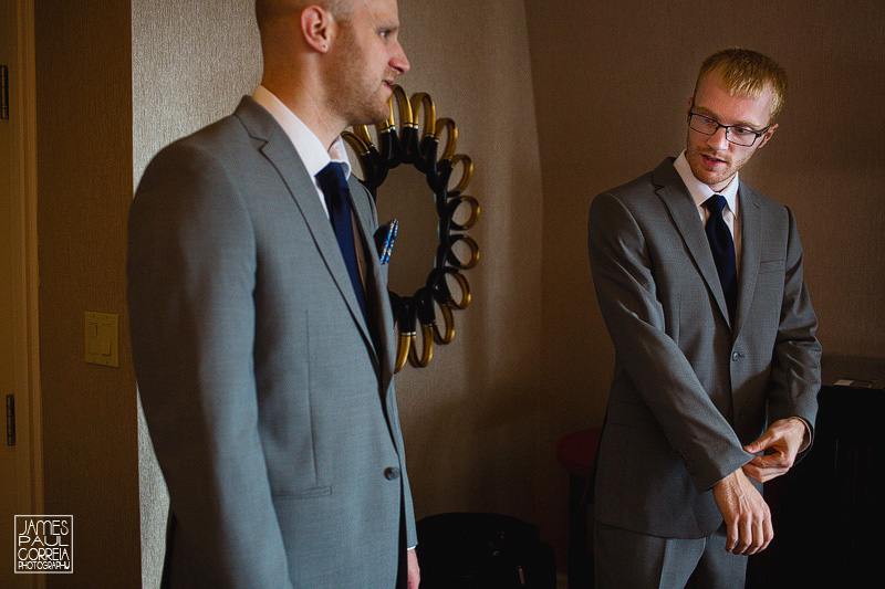 intercontinental hotel groom dressing wedding photographer