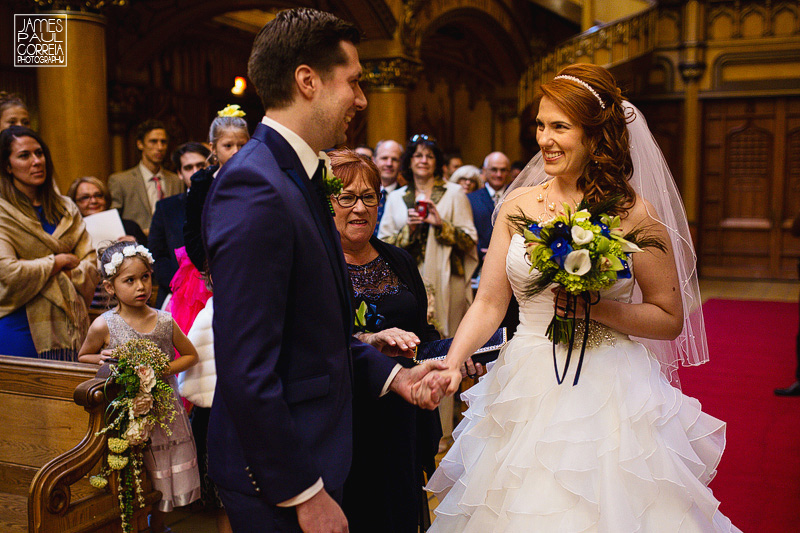 notre dame basilica wedding hand off