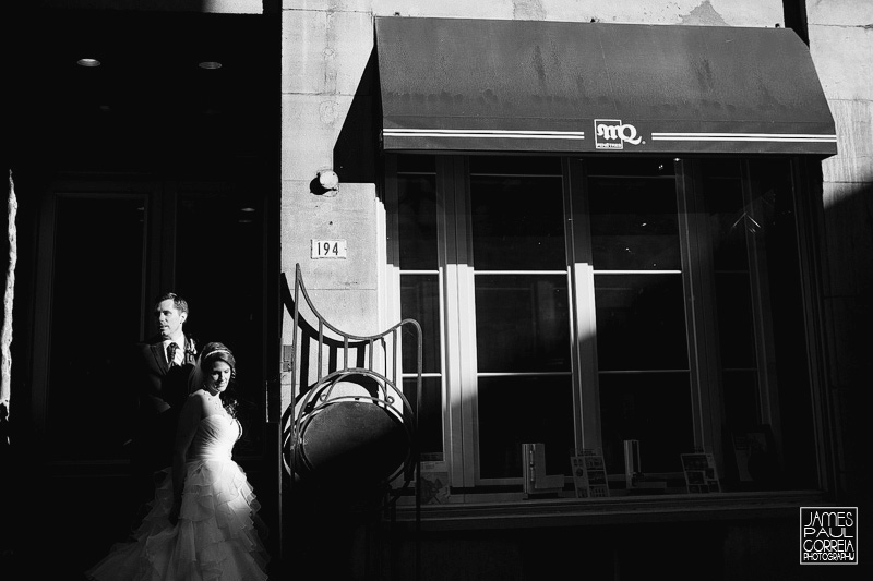 old montreal wedding bride and groom portrait