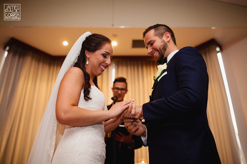 putting on wedding ring in montreal wedding