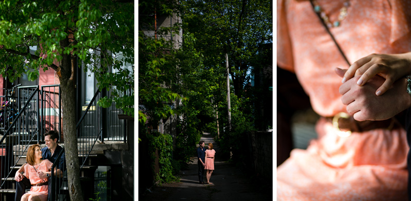 Montreal plateau alley way engagement photographer