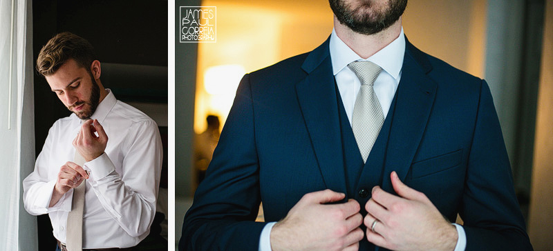 montreal wedding photographer groom wearing suit