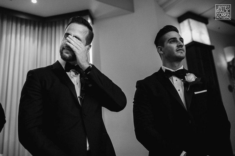 grooms reaction at a toronto wedding