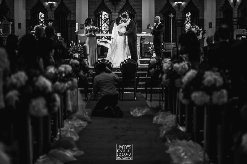 St Maron Cathedral wedding photographer first kiss