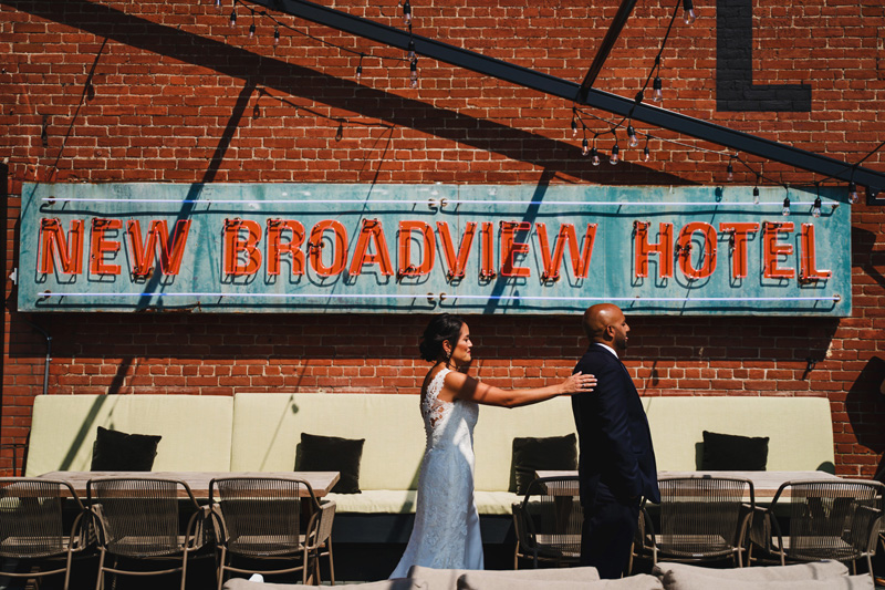 Broadview Hotel First Look photographer
