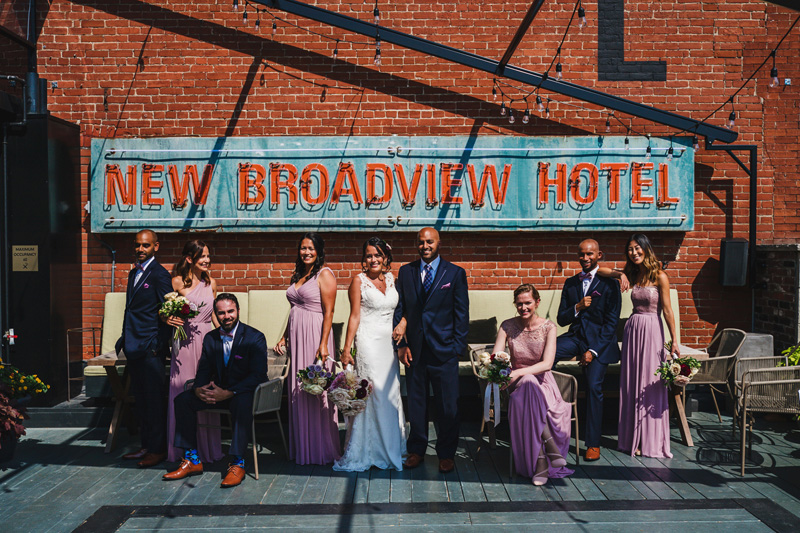 Broadview Hotel bridal party toronto wedding photographer
